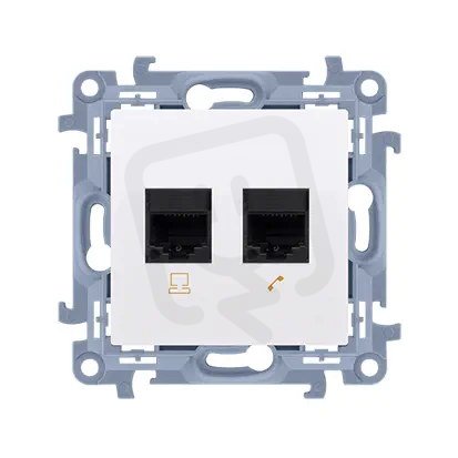Telefonní zásuvka RJ11 + počítačová zásuvka RJ45 kat. 6, bílá C6T.01/11