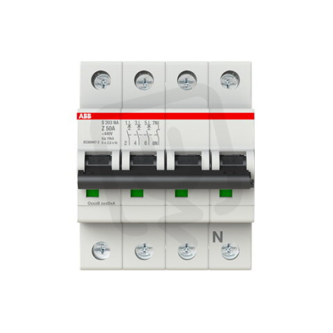 ABB S203-Z50NA jistič 3F odpojení N vodiče (3+NA) 50 A char. Z 6kA
