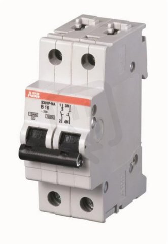 S201P-B20 NA Jistič 20A char. B 2P 15-25kA AC s nulov. pólem ABB 2CDS281103R0205