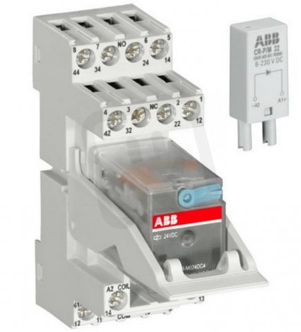 Relé universální CR-M 4 c/o (SPDT) AgNiAu 250V/6A 24V= ABB 1SVR405618R1010