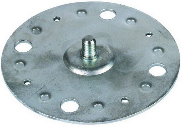 Montážní základna D 100mm, FeZn se svorníkem M8, se čtyřmi otvory pro upevnění