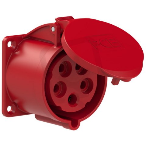zásuvka vestavná 5P, 32A/400V, 6h, IP44, příruba 70x70mm, přímá PCE 325-6