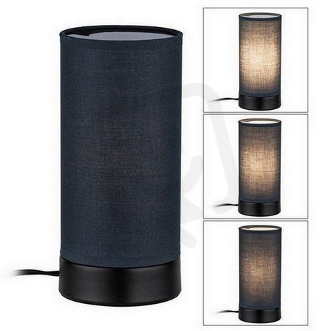 Stolní lampa Pia látkové stínidlo 1-ramenné černá mat/šedá E14 bez zdroje světla