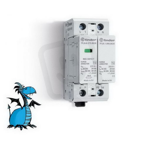 Přepěťová ochrana 1F/typ 2 (1var+1jiskř), 275VAC FINDER 7P.22.8.275.1020