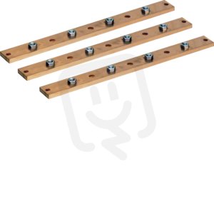 Cu sběrna 40x10mm, 495mm, pro 2 pole, 3ks včetně šroubů HAGER UM04M
