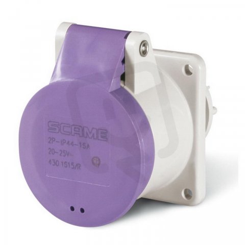 SCAME 430.3219/R Zásuvka vestavná IEC309 do 50V,rovná-3P,32A,20-25 V,IP44