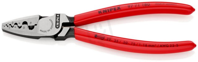KNIPEX 9771180 lisovací kleště na dutinky pro průřezy 0,25-16mm2 potažené PVC