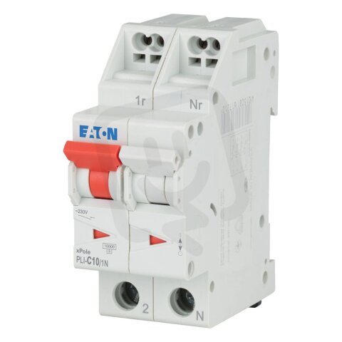 PLI-C10/1N Jistič PLI (bezšroubové svorky nahoře) char C 1+N-pólový 10kA 10A