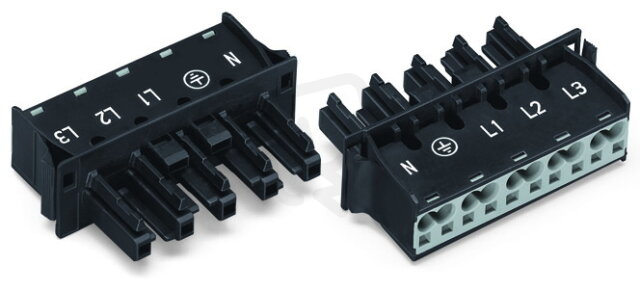 Zásuvka Snap-In, s přečnívajícím profilem konektoru, 5pól., černá