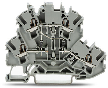 Svorka pro moduly dvoupatrová 2 diody 1N4007 šedá 2,5mm2 WAGO 2002-2214/1000-489