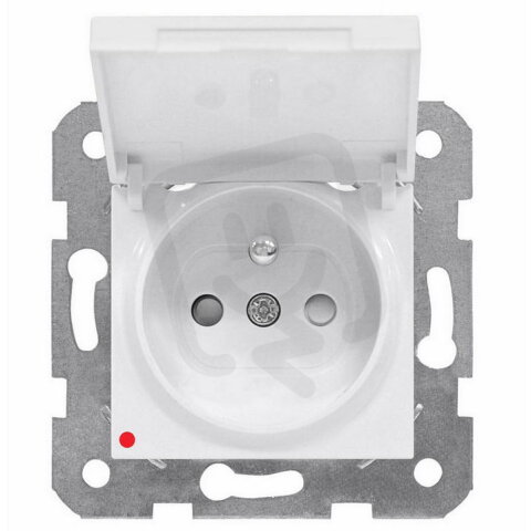 Zásuvka ČSN s clonkou a přepěťovou ochranou, klapka, bílá SCHRACK EV101053CZ