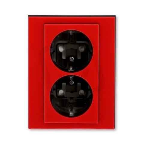 ABB Levit Dvojzásuvka SCHUKO s clonkami červená/kouř. černá 5522H-C03457 65