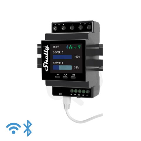 Roletový modul na DIN lištu Shelly Pro Dual Cover PM 110-240V AC, WiFi, LAN.