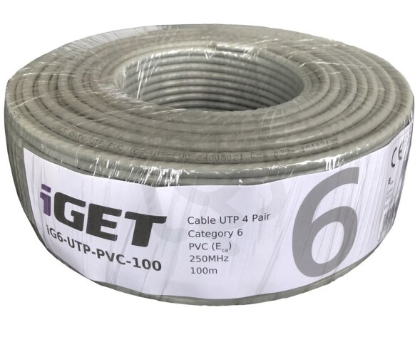 Datový kabel UTP cat 6 PVC drát 100m iGET 84005021