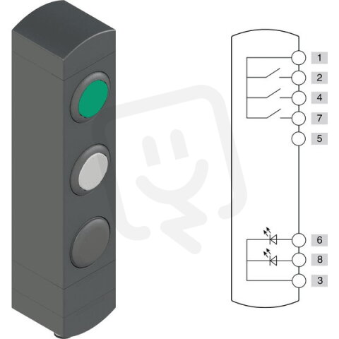Ovládací jednotka BN 3 prvky (konfigurace A86) Konektor M12, 8 pólů, IP65