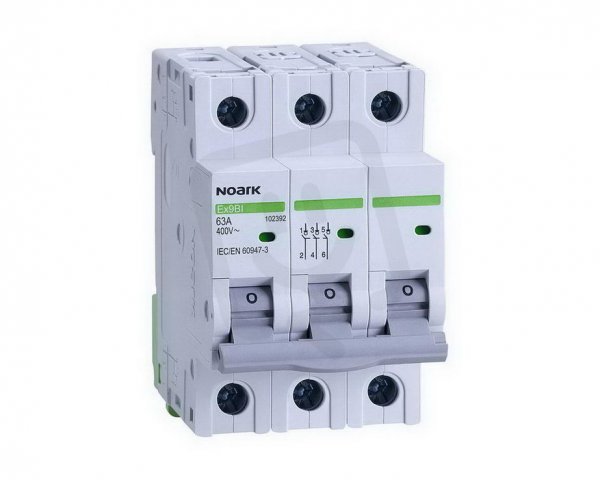 Instalační vypínač NOARK 102388 EX9BI šířka 3 moduly, 3pól, 16A