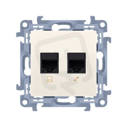 Telefonní zásuvka RJ11 + počítačová zásuvka RJ45 kat. 6, krémováová C6T.01/41