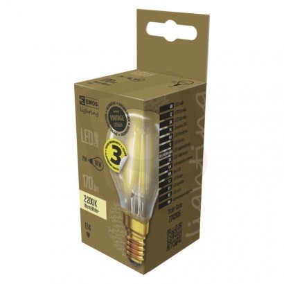 LED žárovka Filament 2W(18W) 170lm E14 WW Vintage Emos teplá bílá