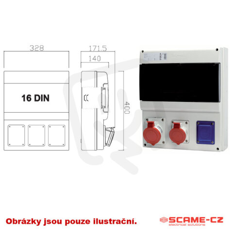 Zásuvková rozvodnice s chráničem D431 2x230V, 1x32A/5p SCAME D431.2001-2