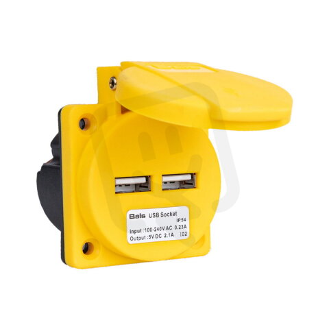 Zásuvka vestavná 2x USB, 5V 2,1A DC IP54 Zásuvka vestavná CZ modrá BALS 700