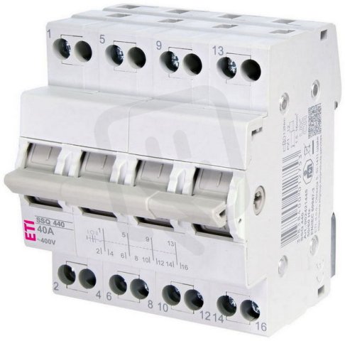 Modulový přepínač I-0-II SSQ 440 4p kat. AC-22A 40A 230/400V AC ETI 002421445