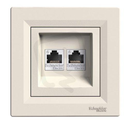 Schneider EPH4800123 Zásuvka datová 2xRJ45, kat.6 UTP, krémová