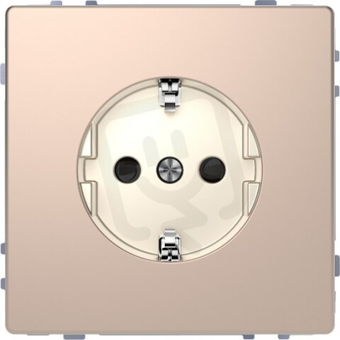 Zásuvka Merten D-Life 250V/16A SCHUKO clonky bezšroubová kov Brushed Gold