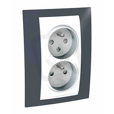 Unica Plus Zásuvka dvojnásobná 16A/230V 2x2P+PE Slate/Polar MGU63.065.877