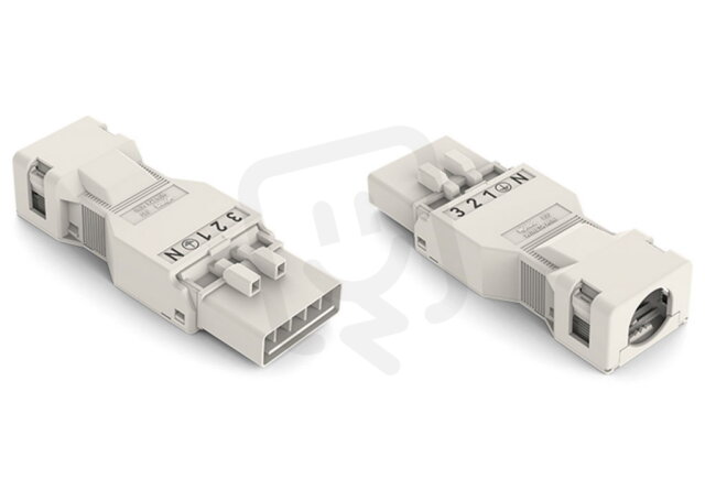 Zástrčka S pouzdrem s odlehčením tahu 5pól. bílá WAGO 890-135