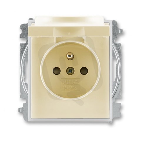 ABB ELEMENT Zásuvka chráněná a víčkem slonová kost/led. bílá 5519E-A02397 21