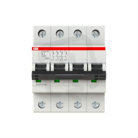 ABB S204MT-D3, čtyřfázový jistič,  3A, D, 10kA, určeno pro drážní aplikace