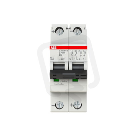 ABB S202MTR-B40 DC, dvoupólový jistič, 40A, B, 10kA, určeno pro drážní aplikace