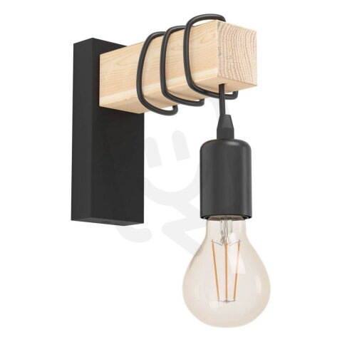 Nástěnné svítidlo TOWNSHEND černá/dřevo 1X10W IP20 EGLO 43514