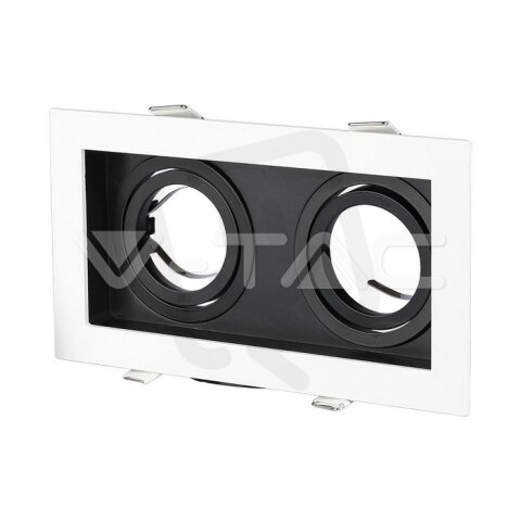 2xGU10 Fitting Square White+Black , VT-886 V-TAC SKU8877
