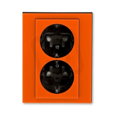 ABB Levit Dvojzásuvka SCHUKO s clonkami oranžová/kouř. černá 5522H-C03457 66
