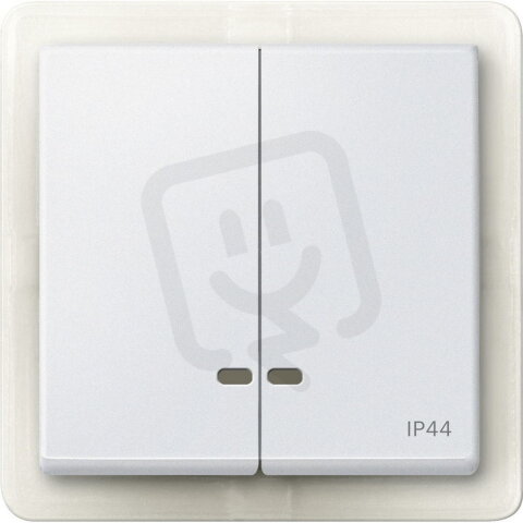 Dvojitá klapka, Merten System M, s průzorem, IP44, polar white, matný plast