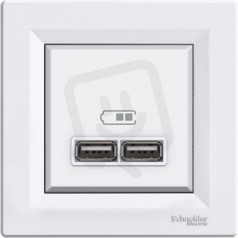 Asfora 2xUSB nabíjecí konektor 2.1A, bílá SCHNEIDER EPH2700221