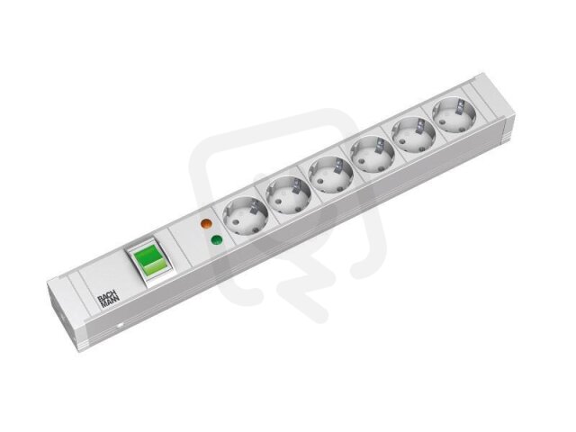 Bachman 333.005 19'' 1,5U 6xCEE7/3 1xswitch OVP power 2,0m CEE7/7