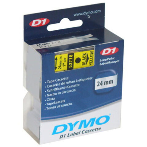 53718 DYMO páska D1 plastová 24mm černý tisk/žlutý podklad návin 7m S0720980