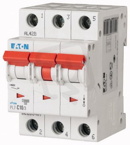 Jistič PL7-C10/3, char C, 3-pólový, 10kA, 10A EATON 263407
