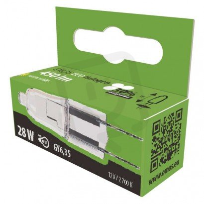Halogenová žárovka ECO JC DIM 25W G6,35 WW stmívatelná ZE0601A Emos teplá bílá
