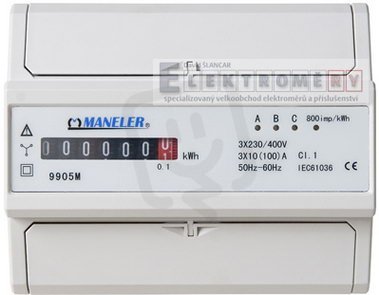 Elektroměr Maneler 9905M, 3f.1s. 10-100A, neověřený E1235