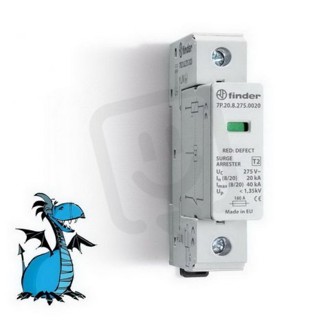 Přepěťová ochrana 1F/typ 2 (1var), 275VAC FINDER 7P.21.8.275.1020