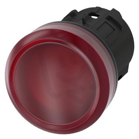 světelná signálka, 22 mm, kulatá, materiál: plast, barva: červená, čočka, hladká
