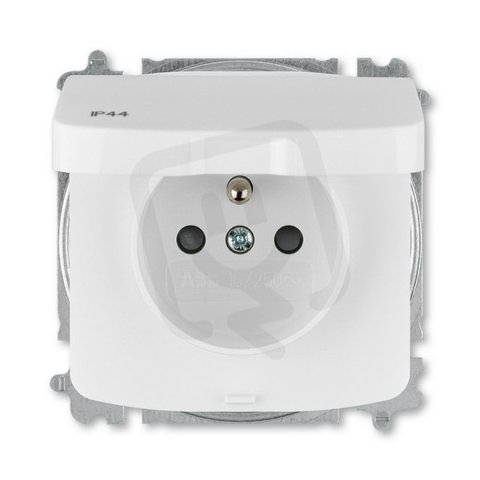 ABB TANGO Zásuvka s clonkami, víčko IP44 bezšroubové svorky bílá 5519A-A02997 B