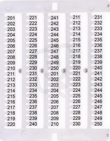 Označovací štítky ES-NU0851201 s potiskem čísel 201-250 ETI 003903081
