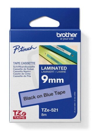 Páska BROTHER TZe-521, modrá/černá (9mm, laminované)
