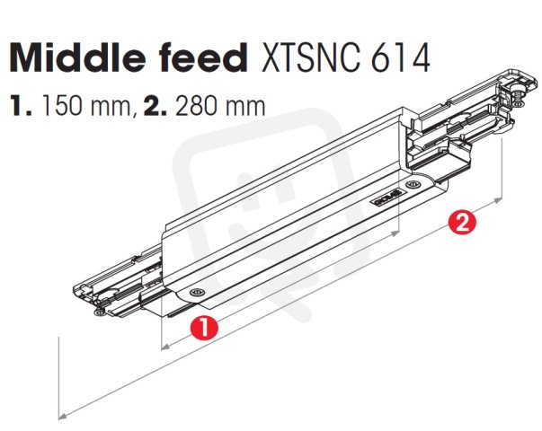 Středový napáječ DALI černý NORDIC ALUMINIUM XTSNC614-2