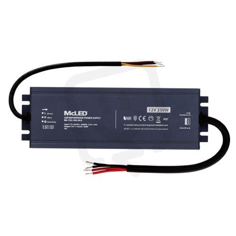 Napájecí zdroj 250W, DC12V/20,83A, IP67, hliníkové provedení