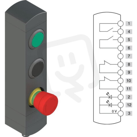 Ovládací jednotka BN 3 prvky (konfigurace A88) Konektor M12,12 pólů, IP65
